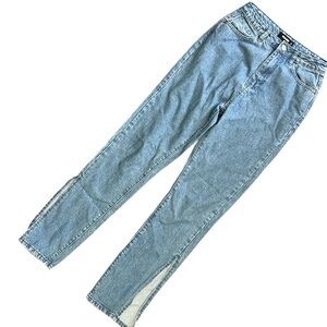Missguided High Rise straight Leg Jeans With Hem Slits